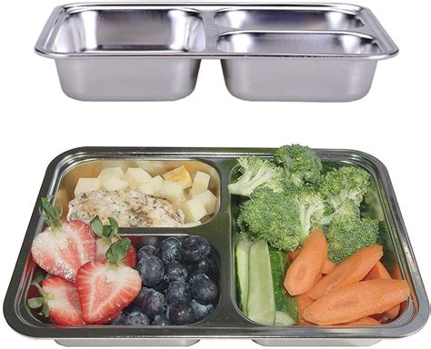 stainless steel lunch tray box|stainless steel divided lunch containers.